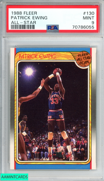 1988 FLEER PATRICK EWING #130 ALL-STAR NEW YORK KNICKS HOF PSA 9 MINT 70786055 1988 FLEER PATRICK EWING #130 ALL-STAR NEW YORK KNICKS HOF PSA 9 MINT 70786055