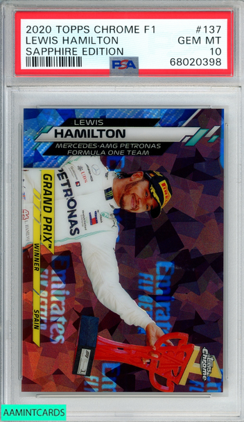 2020 TOPPS CHROME FORMULA 1 SAPPHIRE EDITION LEWIS HAMILTON #137 PSA 10 GEM MT 68020398 2020 TOPPS CHROME FORMULA 1 SAPPHIRE EDITION LEWIS HAMILTON #137 PSA 10 GEM MT 68020398