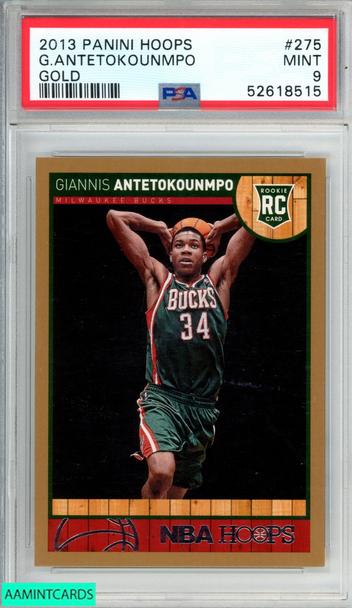 2013 PANINI HOOPS GIANNIS ANTETOKOUNMPO #275 GOLD ROOKIE RC BUCKS PSA 9 MINT 52618515