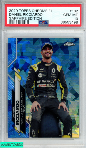 2020 TOPPS CHROME FORMULA 1 SAPPHIRE EDITION DANIEL RICCIARDO #182 PSA 10 GEM MT 88553498 2020 TOPPS CHROME FORMULA 1 SAPPHIRE EDITION DANIEL RICCIARDO #182 PSA 10 GEM MT 88553498