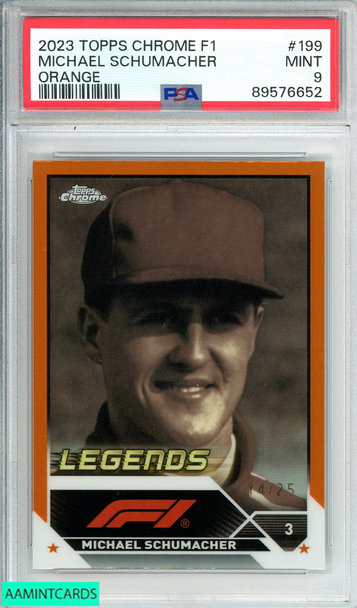 2023 TOPPS CHROME FORMULA 1 MICHAEL SCHUMACHER #199 ORANGE PSA 9 MINT 89576652 2023 TOPPS CHROME FORMULA 1 MICHAEL SCHUMACHER #199 ORANGE PSA 9 MINT 89576652