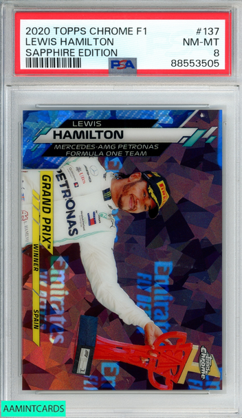 2020 TOPPS CHROME FORMULA 1 SAPPHIRE EDITION LEWIS HAMILTON #137 PSA 8 NM-MT 88553505 2020 TOPPS CHROME FORMULA 1 SAPPHIRE EDITION LEWIS HAMILTON #137 PSA 8 NM-MT 88553505