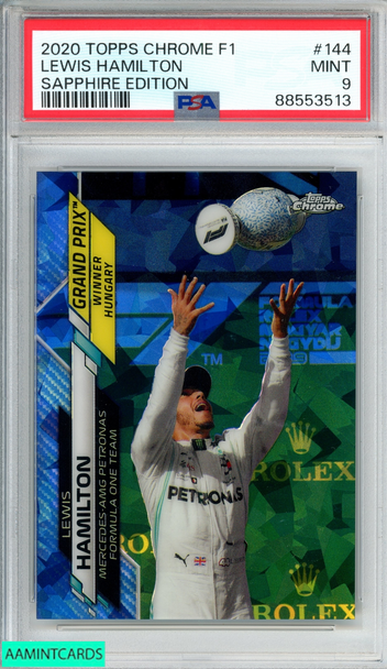 2020 TOPPS CHROME FORMULA 1 SAPPHIRE EDITION LEWIS HAMILTON #144 PSA 9 MINT 88553513 2020 TOPPS CHROME FORMULA 1 SAPPHIRE EDITION LEWIS HAMILTON #144 PSA 9 MINT 88553513