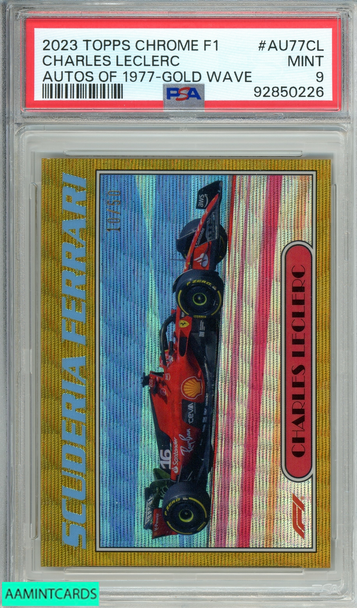 2023 TOPPS CHROME F1 CHARLES LECLERC#AU77CL AUTOS 1977-GOLD WAVE OF 50 PSA 9 92850226 2023 TOPPS CHROME F1 CHARLES LECLERC#AU77CL AUTOS 1977-GOLD WAVE OF 50 PSA 9 92850226