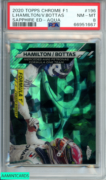 2020 TOPPS CHROME F1 L HAMILTON V BOTTAS#196 SAPPHIRE ED-AQUA 81 OF 99 PSA 8 66951667 2020 TOPPS CHROME F1 L HAMILTON V BOTTAS#196 SAPPHIRE ED-AQUA 81 OF 99 PSA 8 66951667