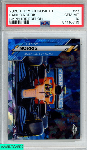 2020 TOPPS CHROME FORMULA 1 SAPPHIRE EDITION LANDO NORRIS #27 ROOKIE RC PSA 10 84110749