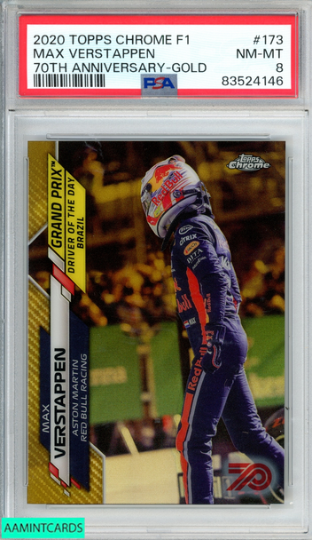 2020 TOPPS CHROME FORMULA 1 MAX VERSTAPPEN #173 70TH ANNIVERSARY GOLD PSA 8 83524146 2020 TOPPS CHROME FORMULA 1 MAX VERSTAPPEN #173 70TH ANNIVERSARY GOLD PSA 8 83524146