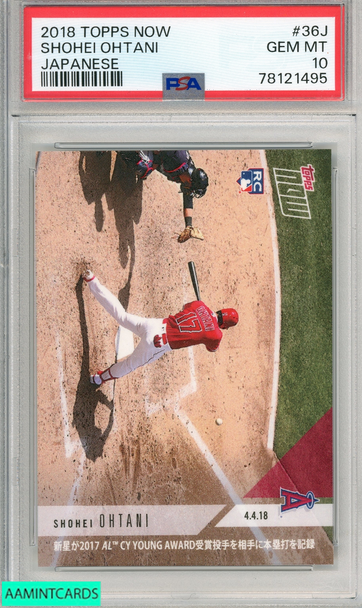 2018 TOPPS NOW SHOHEI OHTANI #36J JAPANESE PSA 10 GEM MT RC ROOKIE 78121495