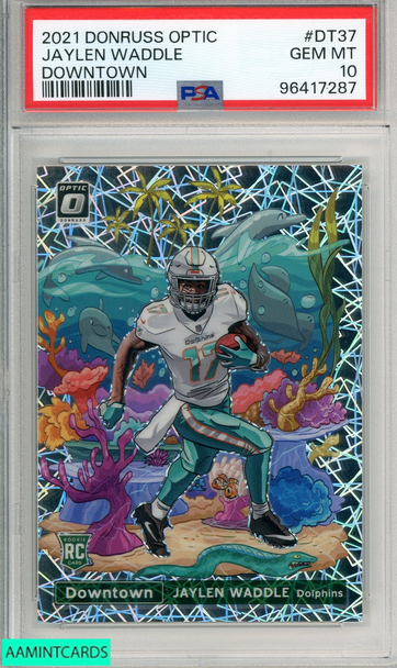 2021 PANINI DONRUSS OPTIC DOWNTOWN JAYLEN WADDLE #DT37 PSA 10 GEM MT RC 96417287
