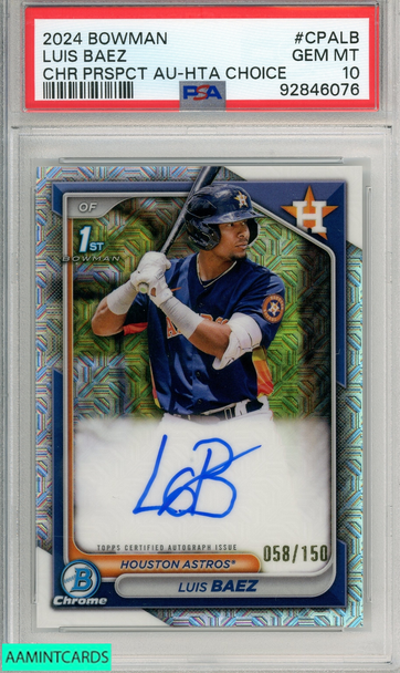 2024 BOWMAN CHROME PROSPECT AUTOGRAPHS LUIS BAEZ #CPALB HTA CHOICE PSA 10 92846076