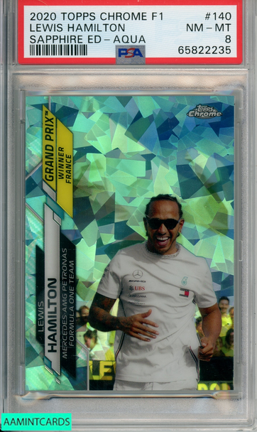 2020 TOPPS CHROME FORMULA 1 SAPPHIRE EDITION LEWIS HAMILTON #140 AQUA PSA 8 65822235 2020 TOPPS CHROME FORMULA 1 SAPPHIRE EDITION LEWIS HAMILTON #140 AQUA PSA 8 65822235