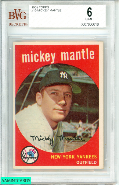1959 TOPPS #10 MICKEY MANTLE BGS 6 EX -MT 0007836618