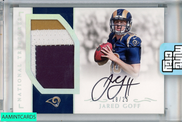 2016 NATIONAL TREASURES ROOKIE PATCH AUTO JARED GOFF #RMS-JG SILVER RPA OF 25 RC 999938186931