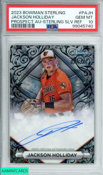 2023 BOWMAN STERLING JACKSON HOLLIDAY#PAJH PROS AU-STRLG SLV REF OF 100 PSA 10 99045740 2023 BOWMAN STERLING JACKSON HOLLIDAY#PAJH PROS AU-STRLG SLV REF OF 100 PSA 10 99045740