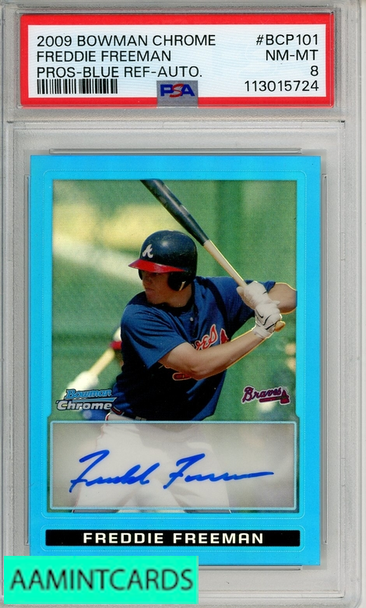 2009 BOWMAN CHR PROSPECTS FREDDIE FREEMAN #BCP101 BLUE AUTO PSA 8 113015724 2009 BOWMAN CHR PROSPECTS FREDDIE FREEMAN #BCP101 BLUE AUTO PSA 8 113015724