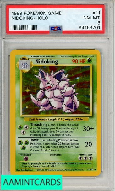 1999 POKEMON GAME NIDOKING-HOLO #11 PSA 8 NM-MT 94163701 1999 POKEMON GAME NIDOKING-HOLO #11 PSA 8 NM-MT 94163701