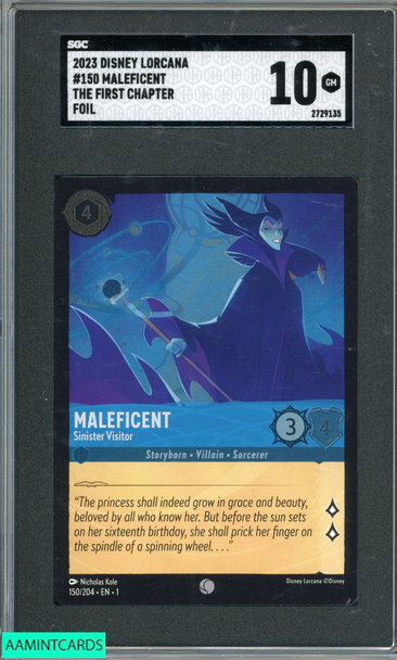 2023 DISNEY LORCANA THE FIRST CHAPTER MALEFICENT #150 FOIL SGC 10 GEM 2729135