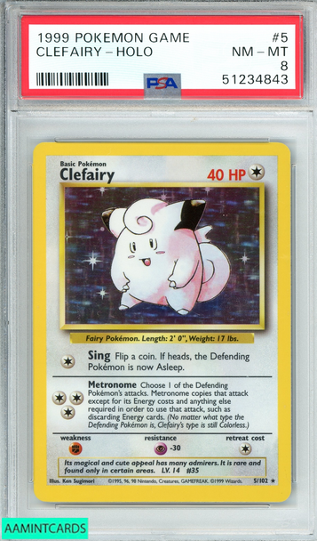 1999 POKEMON GAME CLEFAIRY HOLO #5 PSA 8 NM-MT 51234843 1999 POKEMON GAME CLEFAIRY HOLO #5 PSA 8 NM-MT 51234843