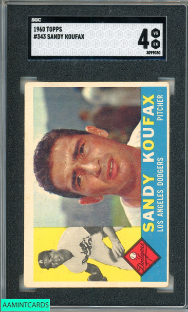 1960 TOPPS SANDY KOUFAX #343 LOS ANGELES DODGERS HOF SGC 4 VG-EX 3099050 1960 TOPPS SANDY KOUFAX #343 LOS ANGELES DODGERS HOF SGC 4 VG-EX 3099050