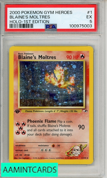 2000 POKEMON GYM HEROES BLAINES MOLTRES #1 HOLO-1ST EDITION PSA 5 100975003 2000 POKEMON GYM HEROES BLAINES MOLTRES #1 HOLO-1ST EDITION PSA 5 100975003