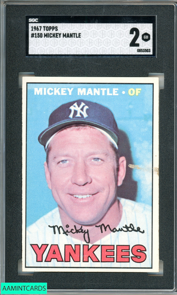 1967 TOPPS MICKEY MANTLE #150 NEW YORK YANKEES HOF SGC 2 GD 0853503