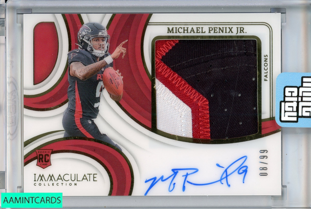 2024 IMMACULATE MICHAEL PENIX JR #PPRA-MPJ PREMIUM PATCH ROOKIE AUTO 8 OF 99 RC 999983753605