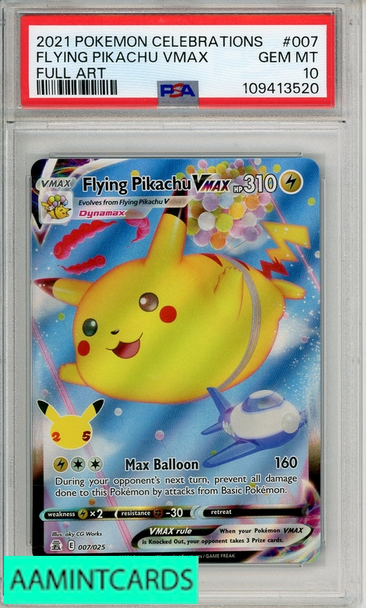 2021 POKEMON CELEBRATIONS FLYING PIKACHU VMAX #007 FULL ART PSA 10 109413520 2021 POKEMON CELEBRATIONS FLYING PIKACHU VMAX #007 FULL ART PSA 10 109413520
