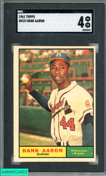 1961 TOPPS HANK AARON #415 BRAVES HOF SGC 4 VG-EX 8549643