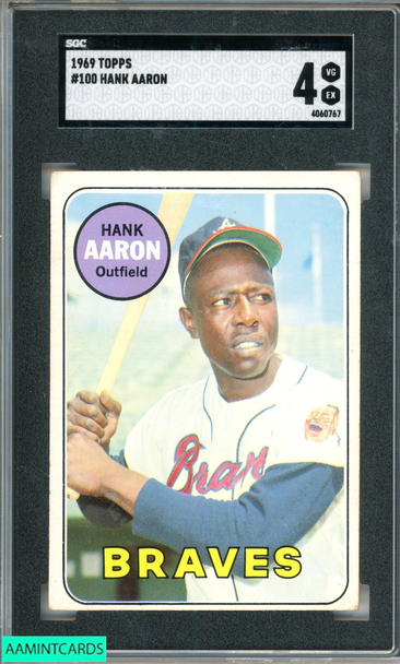 1969 TOPPS HANK AARON #100 BRAVES HOF SGC 4 VG-EX 4060767
