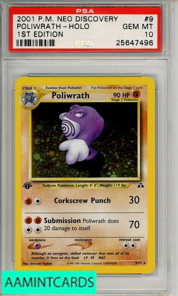 2001 POKEMON NEO DISCOVERY POLIWRATH-HOLO #9 1ST EDITION PSA 10 25647496 2001 POKEMON NEO DISCOVERY POLIWRATH-HOLO #9 1ST EDITION PSA 10 25647496