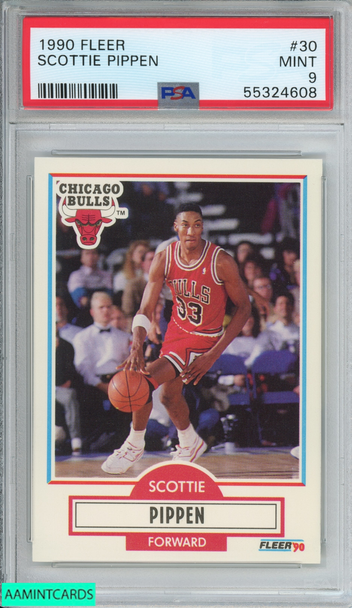 1990 FLEER SCOTTIE PIPPEN #30 CHICAGO BULLS HOF PSA 9 MINT 55324608