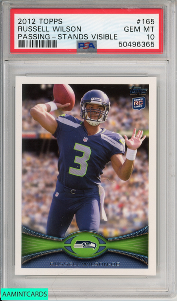 2012 TOPPS RUSSELL WILSON #165 PASSING-STANDS VISIBLE ROOKIE SEAHAWKS RC PSA 10 50496365