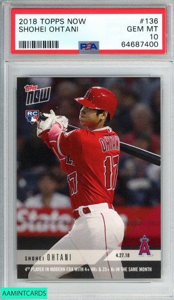 2018 TOPPS NOW SHOHEI OHTANI #136 ROOKIE RC LOS ANGELES ANGELS PSA 10 GEM MT 64687400 2018 TOPPS NOW SHOHEI OHTANI #136 ROOKIE RC LOS ANGELES ANGELS PSA 10 GEM MT 64687400