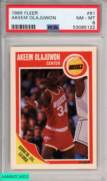 1989 FLEER AKEEM OLAJUWON #61 HOUSTON ROCKETS HOF PSA 8 NM-MT 53085122