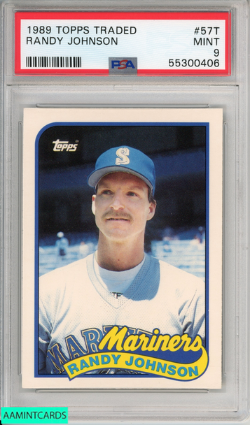 1989 TOPPS TRADED RANDY JOHNSON #57T ROOKIE SEATTLE MARINERS HOF RC PSA 9 MINT 55300406 1989 TOPPS TRADED RANDY JOHNSON #57T ROOKIE SEATTLE MARINERS HOF RC PSA 9 MINT 55300406