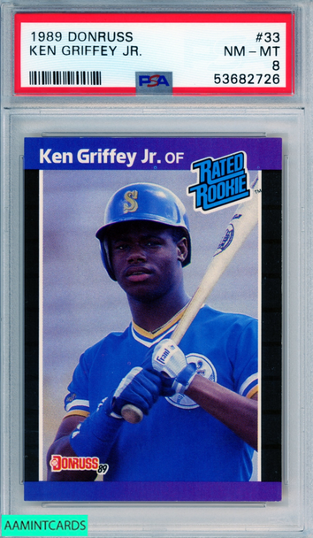 1989 DONRUSS KEN GRIFFEY JR #33 ROOKIE HOF SEATTLE MARINERS RC PSA 8 NM-MT 53682726
