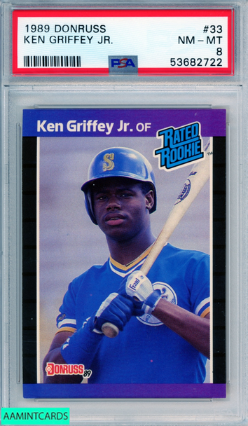 1989 DONRUSS KEN GRIFFEY JR #33 ROOKIE HOF SEATTLE MARINERS RC PSA 8 NM-MT 53682722