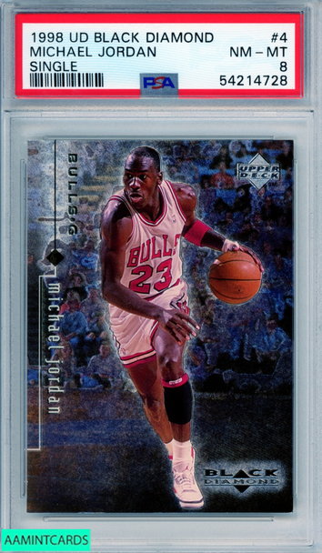 1998 UPPER DECK BLACK DIAMOND MICHAEL JORDAN #4 SINGLE HOF BULLS PSA 8 NM-MT 54214728
