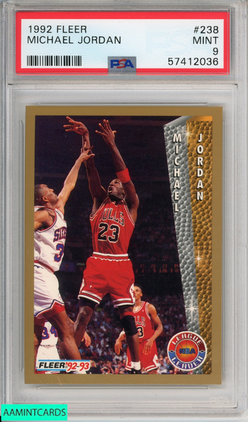 1992 FLEER MICHAEL JORDAN #238 HOF CHICAGO BULLS PSA 9 MINT 57412036 1992 FLEER MICHAEL JORDAN #238 HOF CHICAGO BULLS PSA 9 MINT 57412036