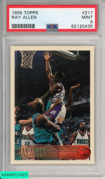 1996 TOPPS RAY ALLEN #217 ROOKIE HOF MILWAUKEE BUCKS RC PSA 9 MINT 62120435 1996 TOPPS RAY ALLEN #217 ROOKIE HOF MILWAUKEE BUCKS RC PSA 9 MINT 62120435