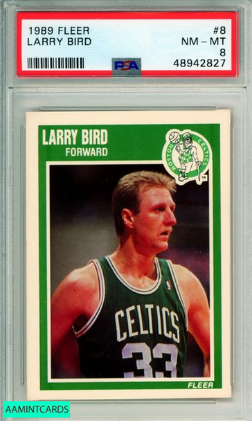 1989 FLEER LARRY BIRD #8 BOSTON CELTICS PSA NM-MT 8 48942827 1989 FLEER LARRY BIRD #8 BOSTON CELTICS PSA NM-MT 8 48942827