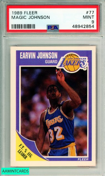 1989 FLEER MAGIC JOHNSON #77 L A  LAKERS PSA MINT 9 48942854 1989 FLEER MAGIC JOHNSON #77 L A  LAKERS PSA MINT 9 48942854