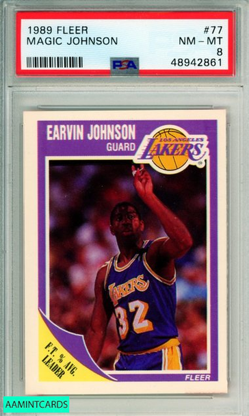 1989 FLEER MAGIC JOHNSON #77 L A  LAKERS PSA NM-MT 8 48942861