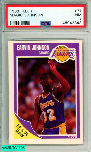1989 FLEER MAGIC JOHNSON #77 L A  LAKERS PSA NM 7 48942843 1989 FLEER MAGIC JOHNSON #77 L A  LAKERS PSA NM 7 48942843