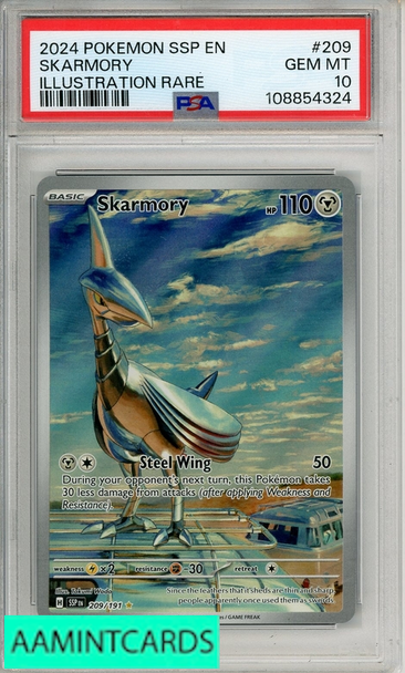 2024 POKEMON SSP EN-SURGING SPARKS SKARMORY #209 ILL RARE PSA 10 108854324 2024 POKEMON SSP EN-SURGING SPARKS SKARMORY #209 ILL RARE PSA 10 108854324