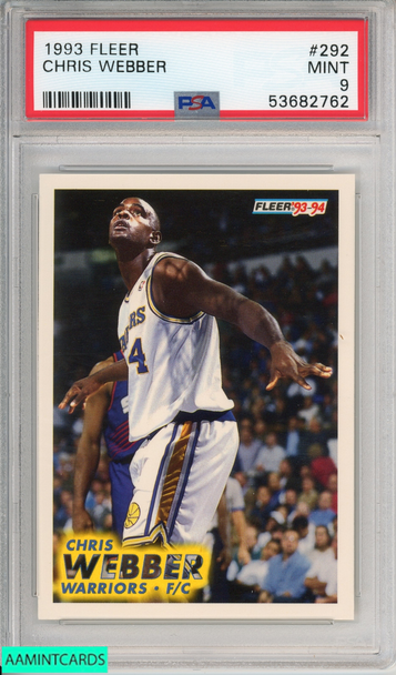 1993 FLEER CHRIS WEBBER #292 ROOKIE GOLDEN STATE WARRIORS RC PSA 9 MINT 53682762 1993 FLEER CHRIS WEBBER #292 ROOKIE GOLDEN STATE WARRIORS RC PSA 9 MINT 53682762