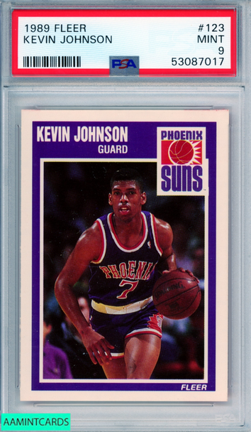 1989 FLEER KEVIN JOHNSON #123 ROOKIE PHOENIX SUNS RC PSA 9 MINT 53087017 1989 FLEER KEVIN JOHNSON #123 ROOKIE PHOENIX SUNS RC PSA 9 MINT 53087017