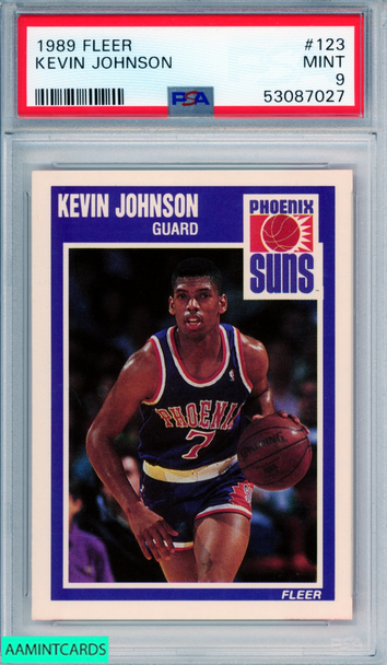 1989 FLEER KEVIN JOHNSON #123 ROOKIE PHOENIX SUNS RC PSA 9 MINT 53087027 1989 FLEER KEVIN JOHNSON #123 ROOKIE PHOENIX SUNS RC PSA 9 MINT 53087027