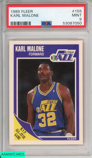 1989 FLEER KARL MALONE #155 HOF UTAH JAZZ PSA 9 MINT 53087050