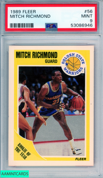 1989 FLEER MITCH RICHMOND #56 ROOKIE HOF GOLDEN STATE WARRIORS RC PSA 9 MINT 53086946 1989 FLEER MITCH RICHMOND #56 ROOKIE HOF GOLDEN STATE WARRIORS RC PSA 9 MINT 53086946